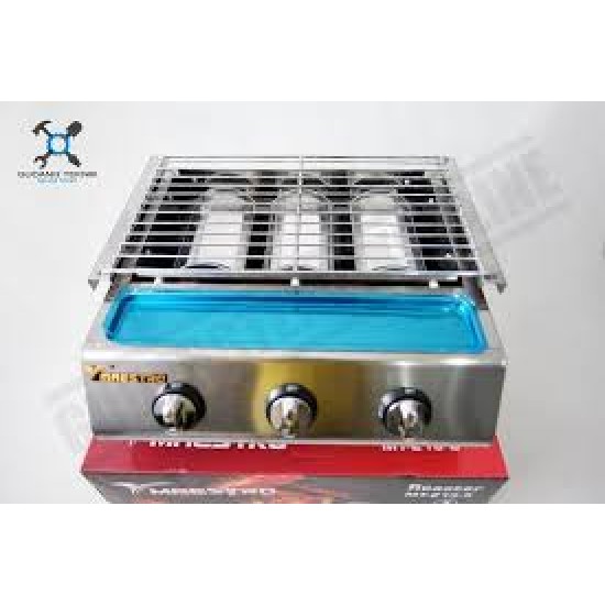 Kompor Gas Panggangan Pemanggang Sosis Roaster 3 Tungku Maestro Full Stainless