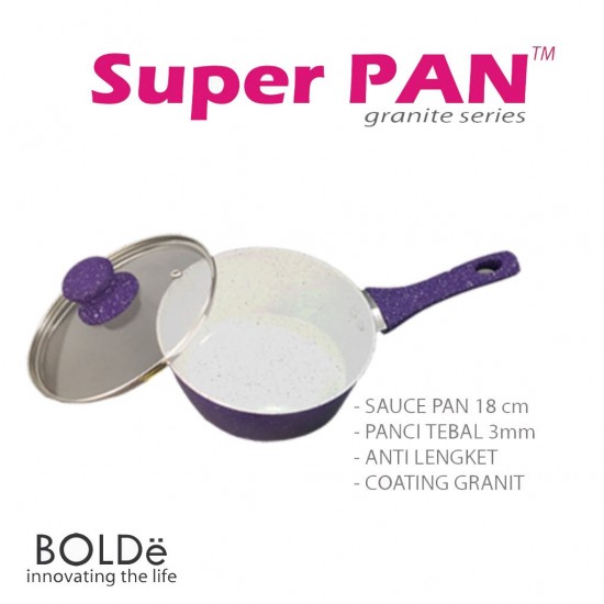 SAUCE PAN 18 CM WITH GLASS LID GRANITE PURPLE SERIES