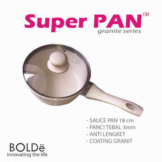 SAUCE PAN 18 CM WITH GLASS LID GRANITE BEIGE SERIES