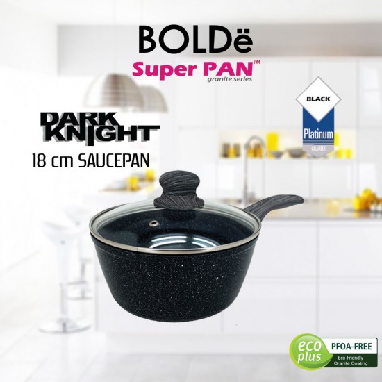 SAUCE PAN 18 CM WITH GLASS LID GRANITE BLACK SERIES