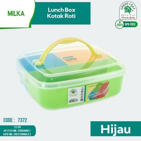 Green leaf MILKA Lunch Box Kotak Makanan 520 ml - 7372