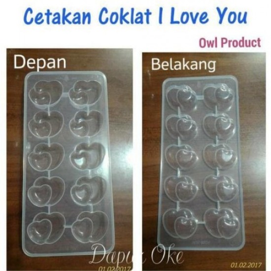Cetakan Coklat I Love You -Hati Owl-Cetakan Jelly- Agar 8825