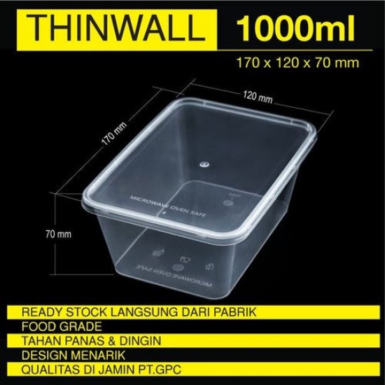 ISI 25 PC Thinwall 1000 Ml Square