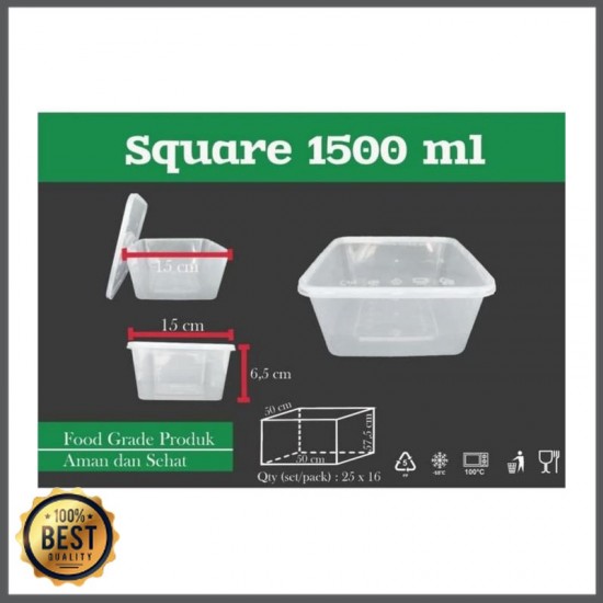Thinwall Square 1500 ml Natural Food Container